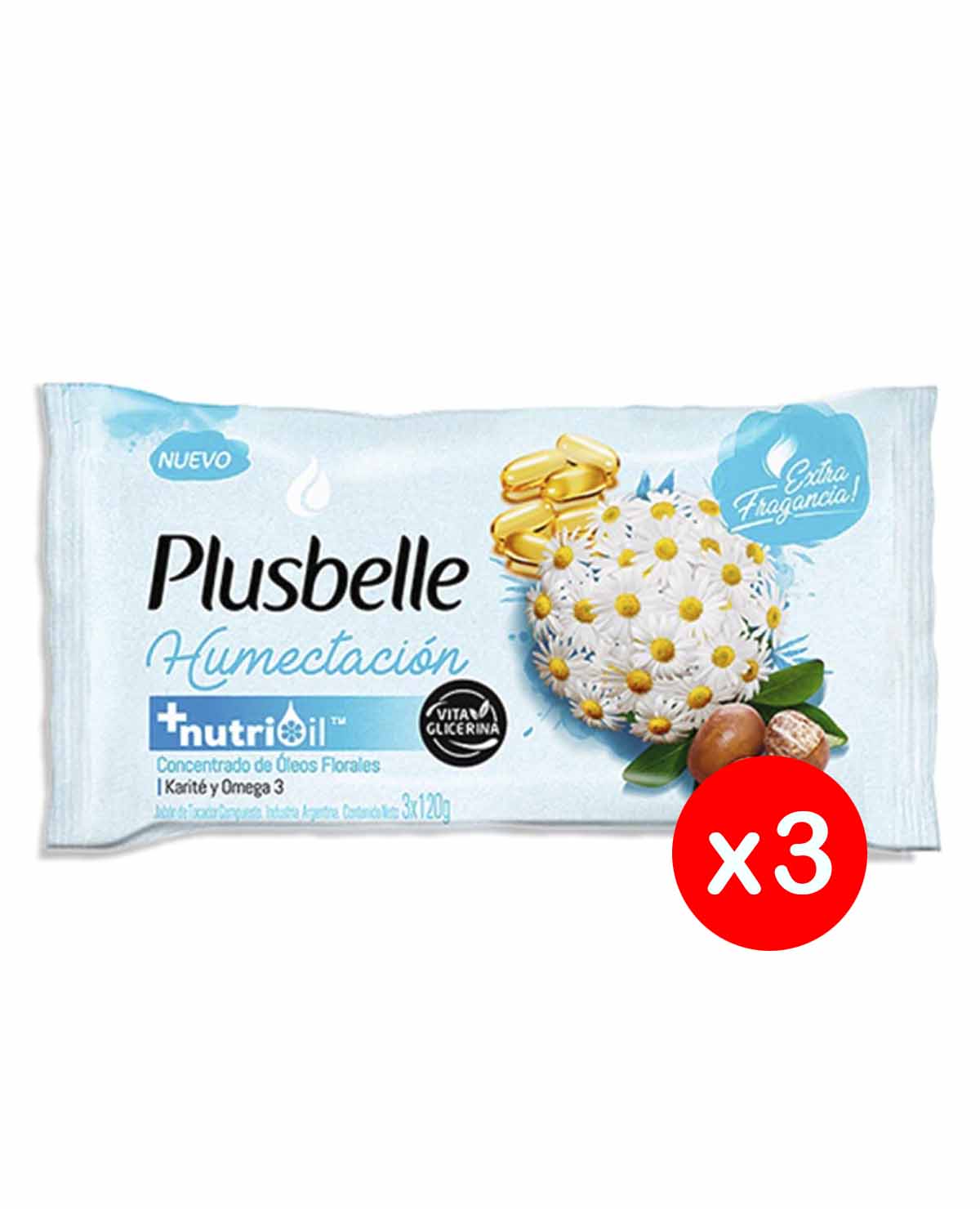 Jabón de Tocador Plusbelle Humectación 3 x 120 Gr